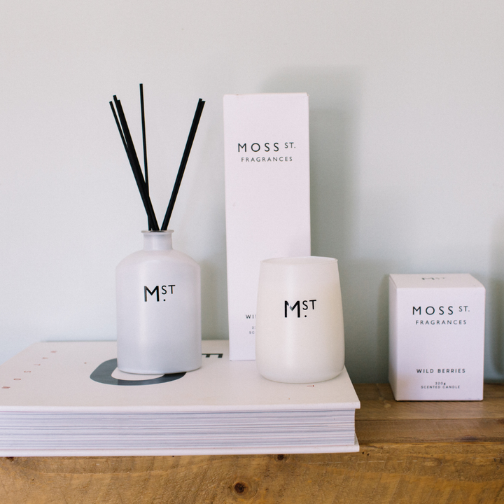 Moss St Candle Wild Berries 320g White lifestyle | Merchants Homewares