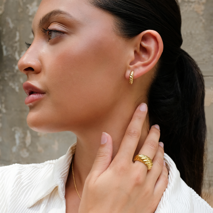 Najo Cafe Yellow Gold Stud Earring Lifestyle | Merchants Homewares