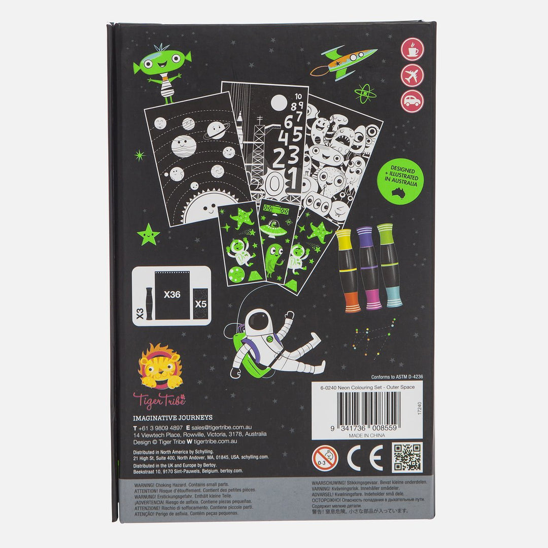 Tiger Tribe Neon Colouring Set - Outer Space Merchants homewares