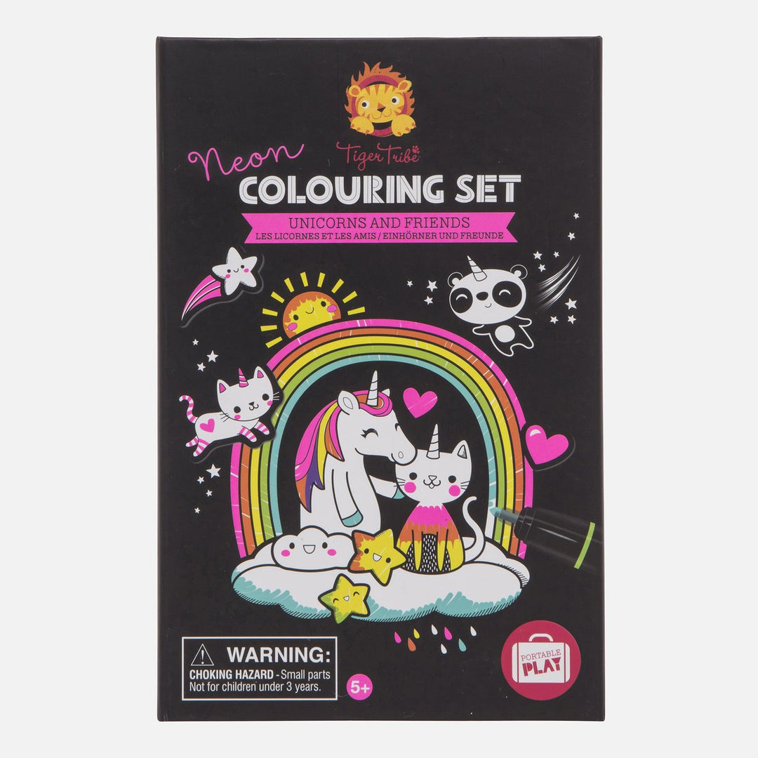 Tiger Tribe Neon Colouring Set - Unicorns and Friends Merchants Homewares