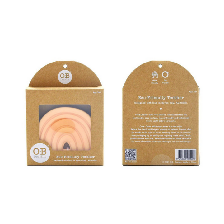 O.B Designs | Silicon Rainbow Teether | Peach | Merchant Homewares