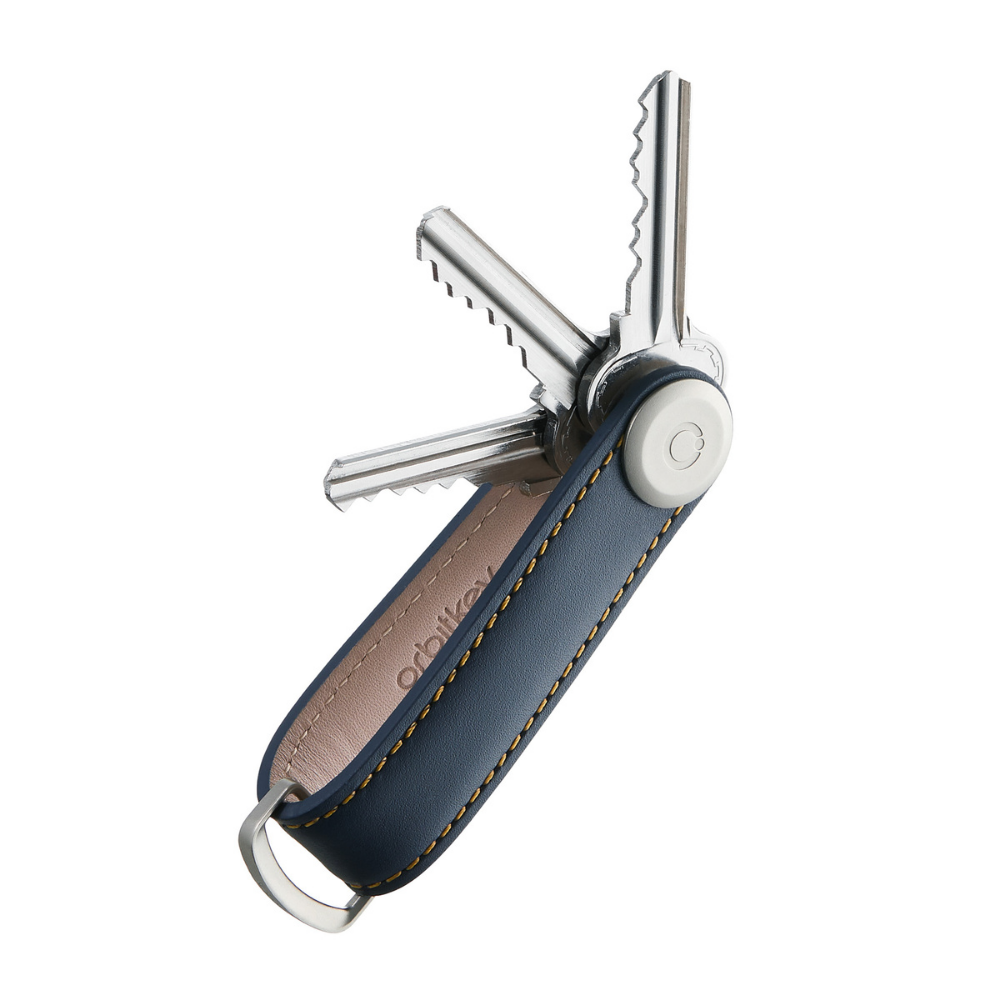 Orbit Key Organiser Leather Navy Tan | Merchants Homewares