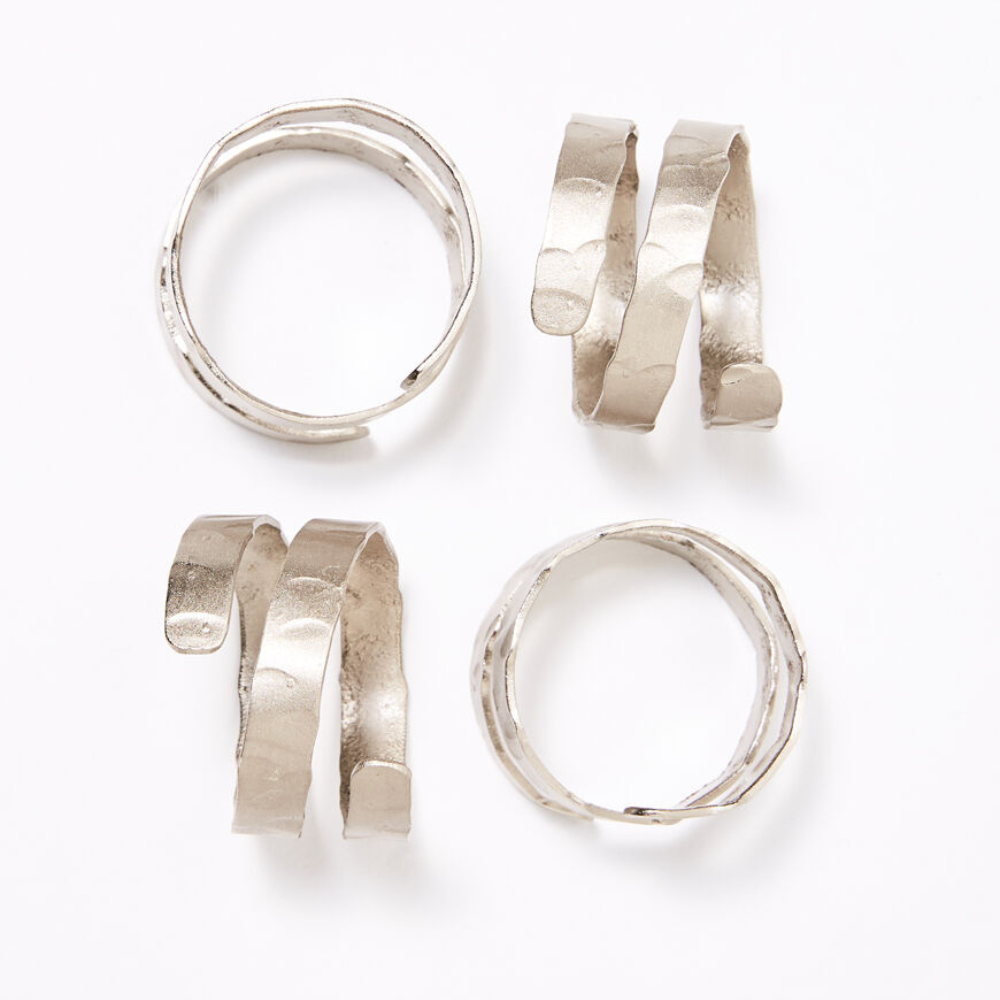 Papaya Dante Napkin Ring Set Nickel | Merchants Homewares