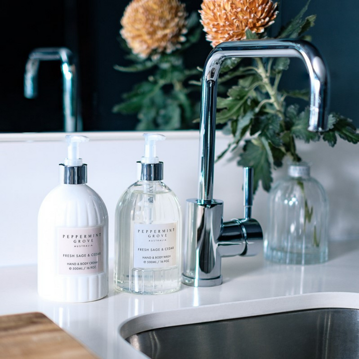 Peppermint Grove Hand and Body Cream Fresh Sage and Cedar Lifestyle | Merchants Homewares