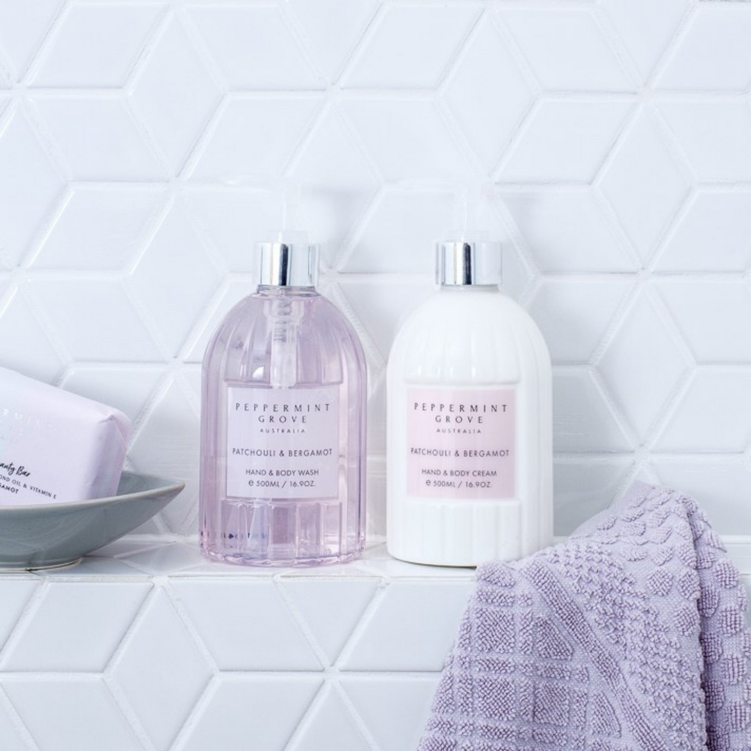 Peppermint Grove Hand and Body Wash and Cream Patchouli and Bergamot Lifestyle | Merchants Homewares