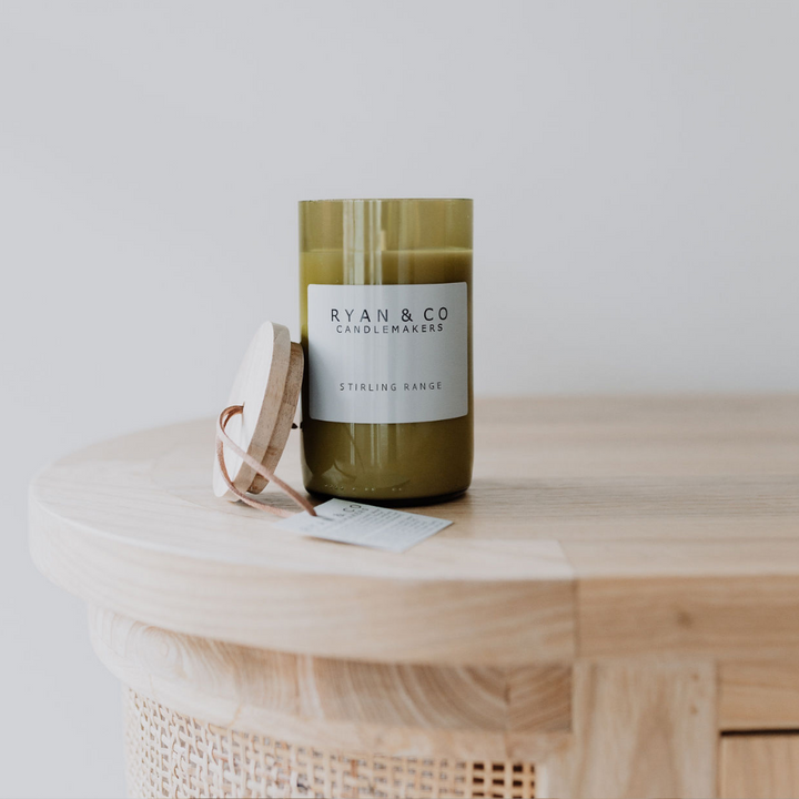 Ryan & Co Great Southern Range Stirling Range Candle 300g Sandalwood, Vetiver, Cinnamon open | Merchants Homewares
