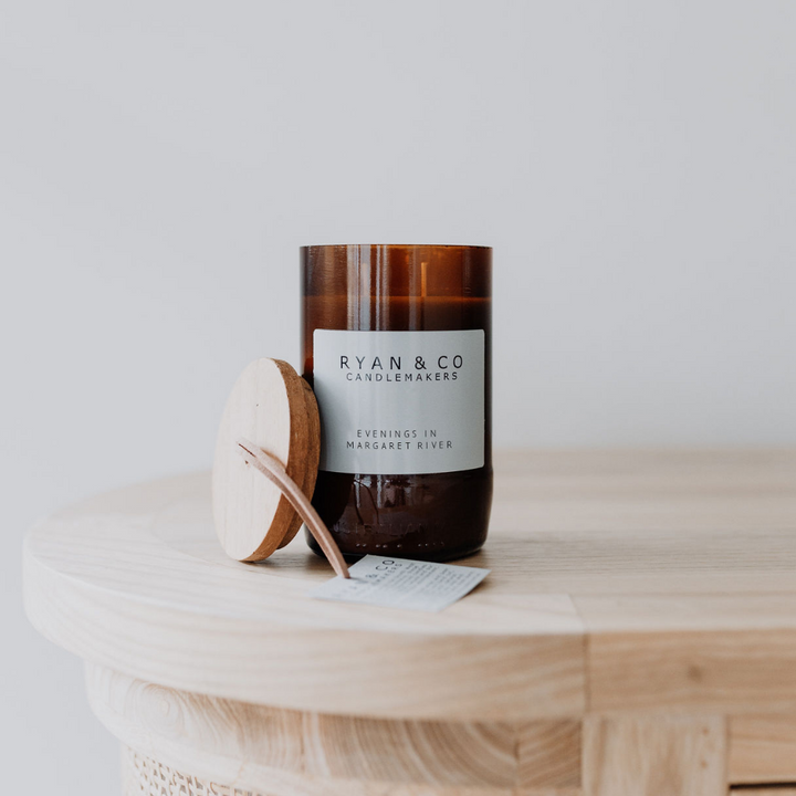 Ryan & Co South West Range Evenings in Margaret River Candle 350g  Lemon, Eucalyptus, Sandalwood, Jasmine open | Merchants Homewares