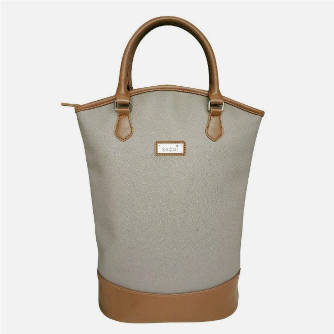 Sachi Insulated Double bottle Wine Tote Taupe | Merchant Homewares