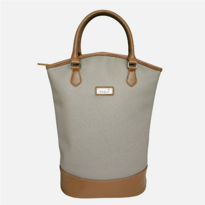 Sachi Insulated Double bottle Wine Tote Taupe | Merchant Homewares