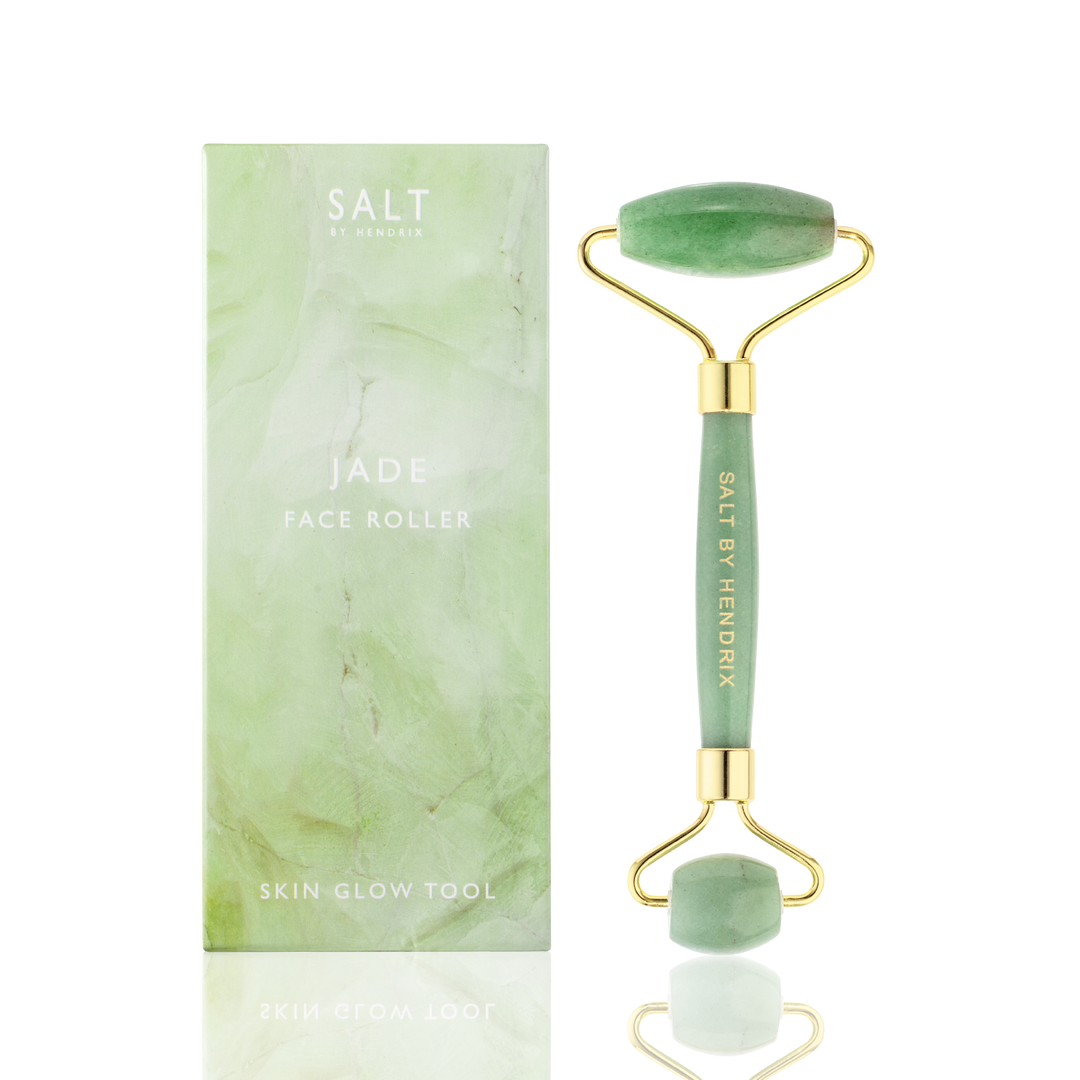 Salt By Hendrix Face Roller Rose Quartz open and packaged | Merchants Homewares