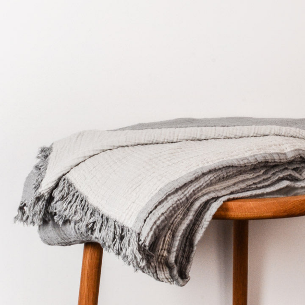 Seven Seas Atlantis Throw/Bedspread Charcoal Silver | Merchants Homewares
