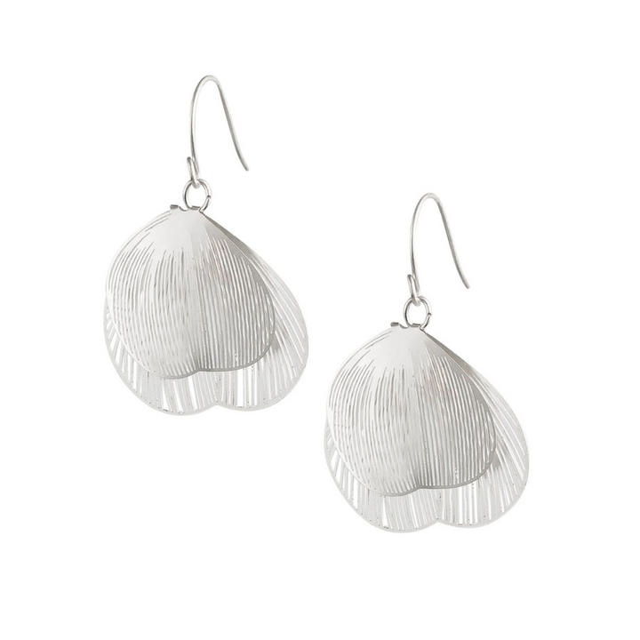 Tiger Tree Silver Filigree Double Round Leaf Earrings | Merchants Homewares
