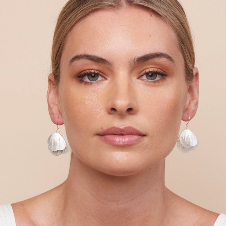Tiger Tree Silver Filigree Double Round Leaf Earrings | Merchants Homewares