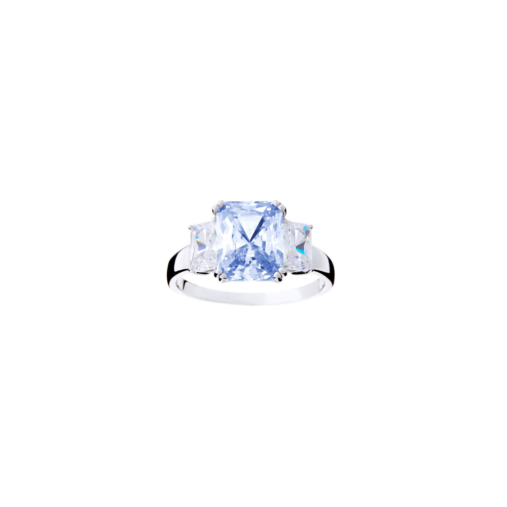 Sybella Jewellery Princess Cut Blue Cubic Zirconia Ring | Merchants Homewares