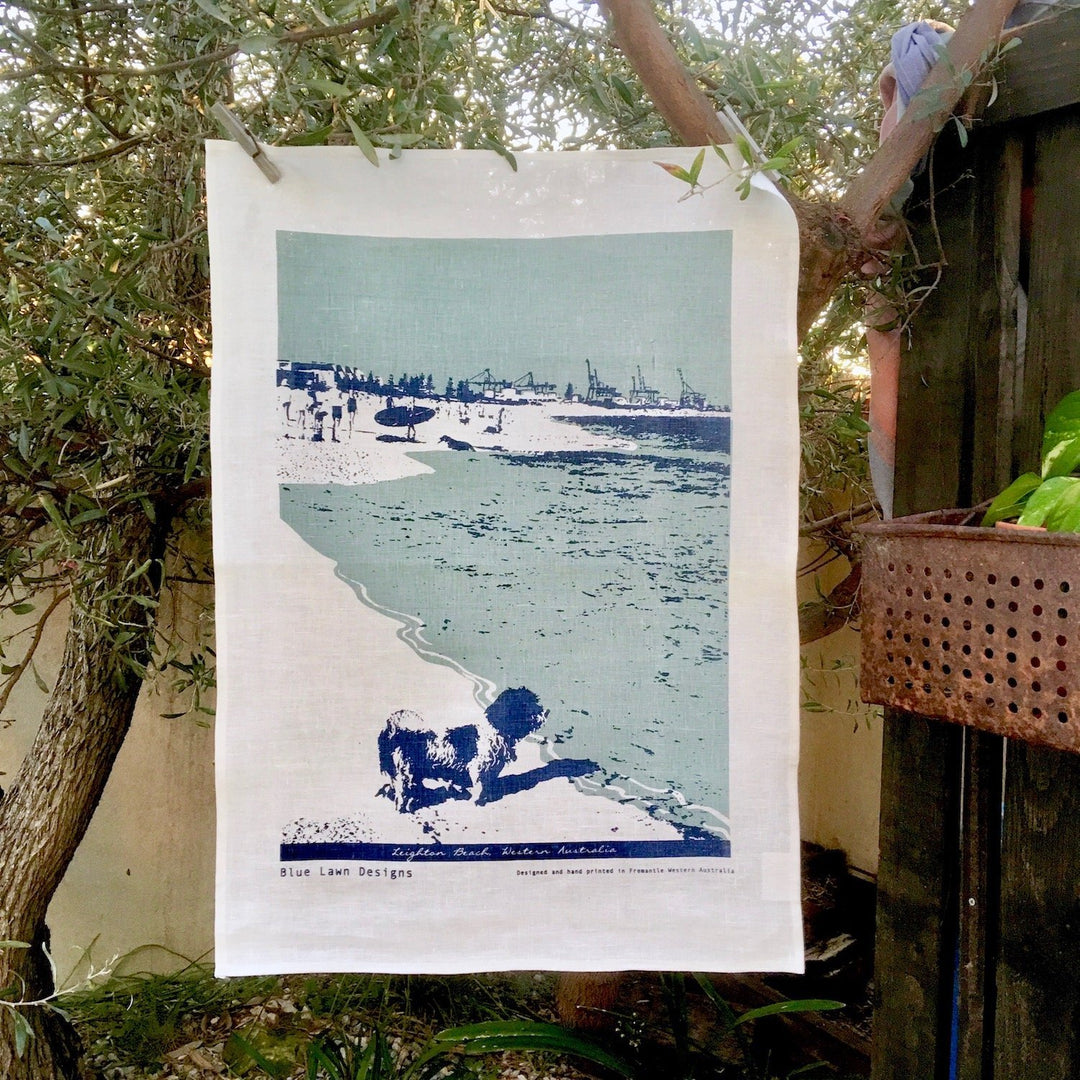 Tea Towel Leighton Beach North Fremantle Blue Lawn Design Merchant Homewares