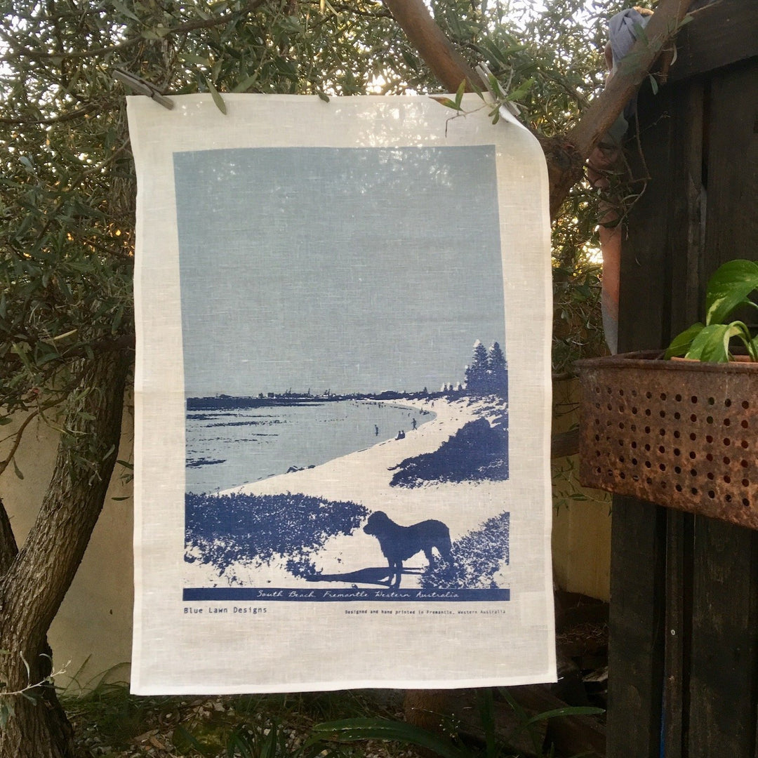 Tea Towel South Beach Fremantle Blue Lawn Design Merchant Homewares