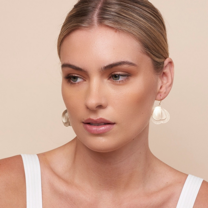 Tiger Tree Gold Filigree Double Round Leaf Earrings | Merchants Homewares
