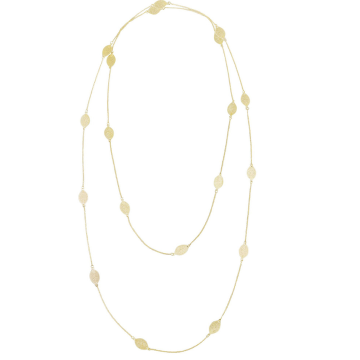 Tiger Tree Long Leaf Necklace Gold | Merchant Homewares