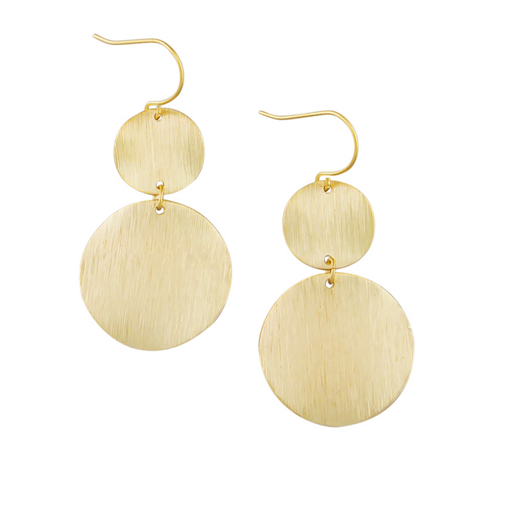 Tiger Tree Warped Double Disc Earrings Gold | Merchant Homewares
