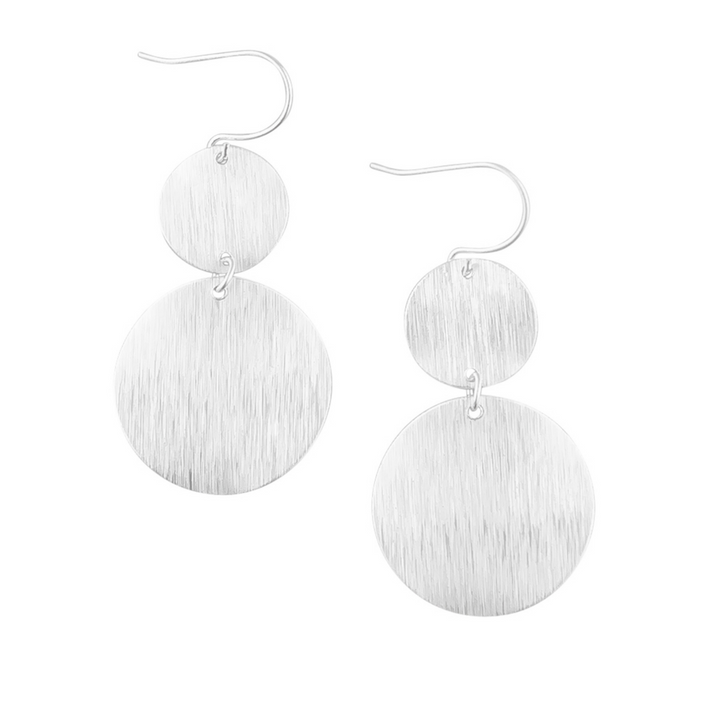 Tiger Tree Warped Double Disc Earrings Silver | Merchant Homewares
