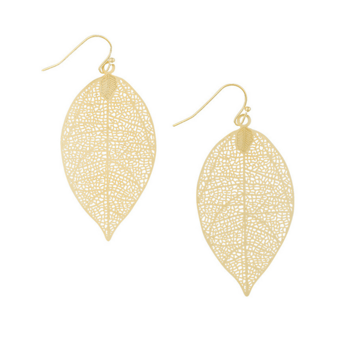Tiger Tree Large Leaf Earring Gold | Merchant Homewares