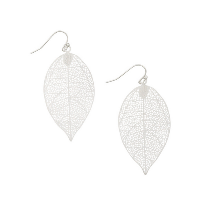 Tiger Tree Large Leaf Earring Silver | Merchant Homewares