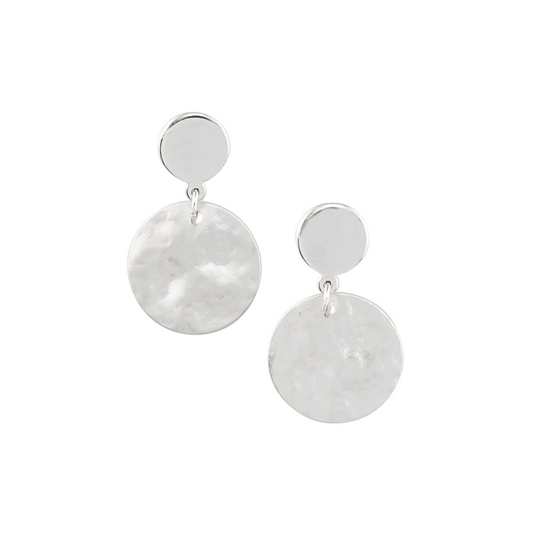 TIger Tree Small Textured Disc Earrings Silver | Merchant Homewares