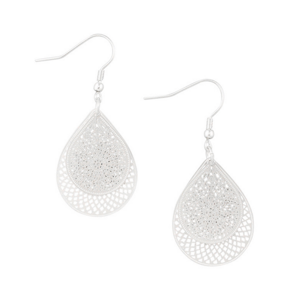Tiger Tree Teardrop Web Earrings Silver | Merchant Homewares