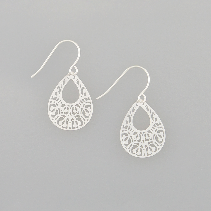 Tiger Tree Mini Filigree Teardrop Earrings Silver | Merchant Homewares