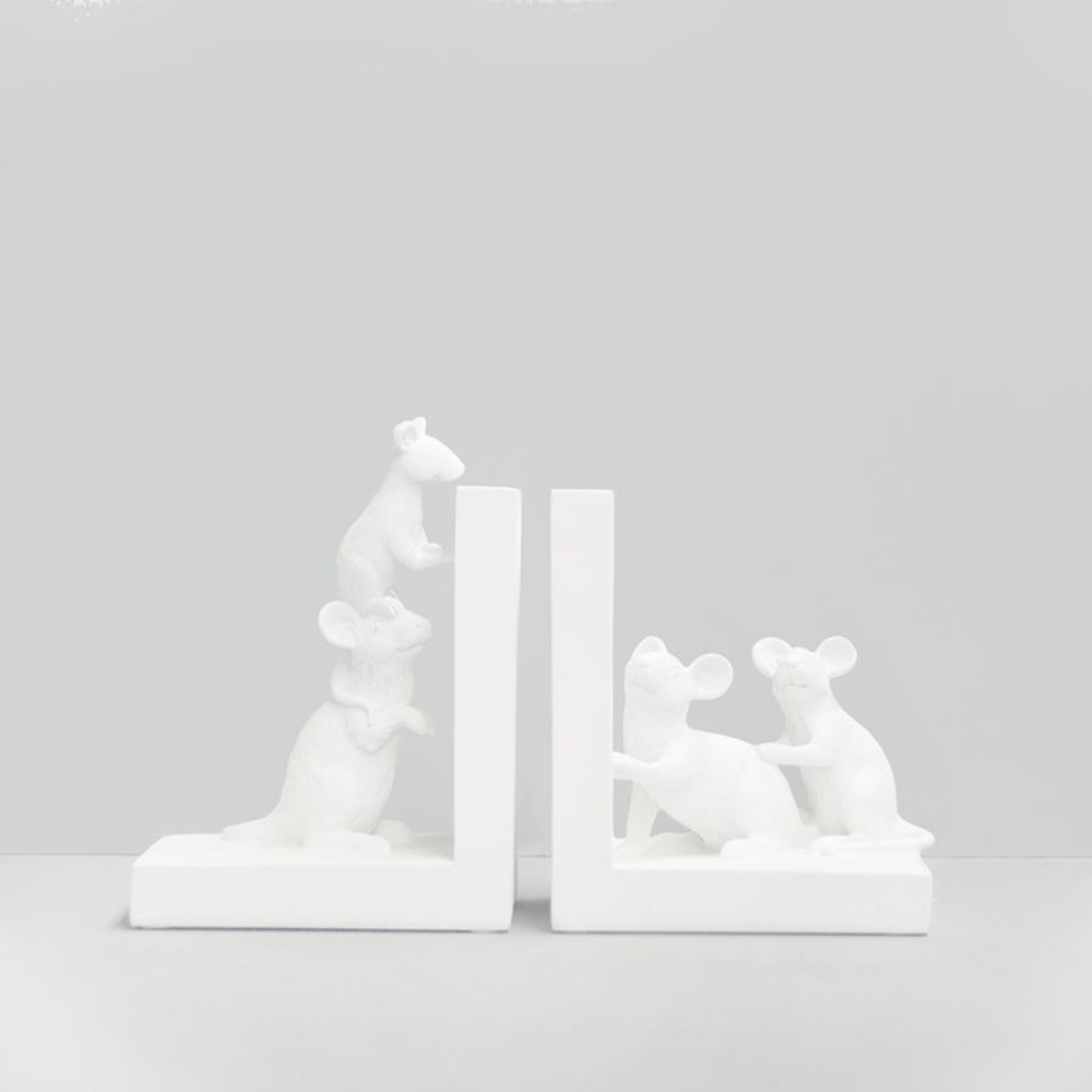 White Moose Mouse Bookend White | Merchants Homesares