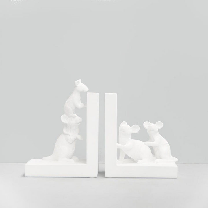 White Moose Mouse Bookend White | Merchants Homesares