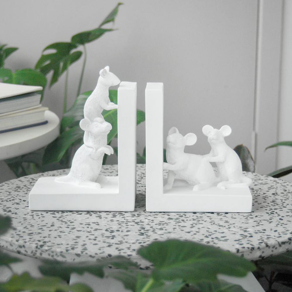 White Moose Mouse Bookend White | Merchants Homesares
