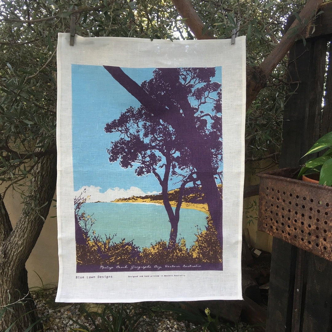 tea towel meelup beach blue lawn designs merchant homewares