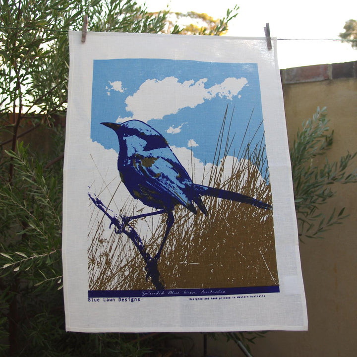 Blue Lawn | Splendid Blue Fairywren Tea Towel