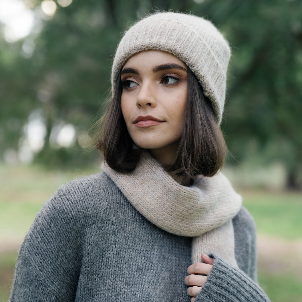 Indus | Bold Stripe Cotton Knit Scarf Forest Mint Green | Merchant_Homewares