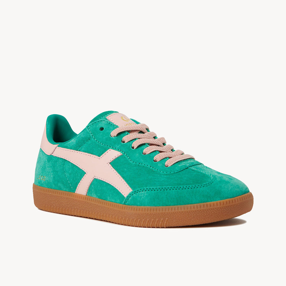 Goodsole Crossroads Pine Green Suede / Pink Leather | Merchants Homewares