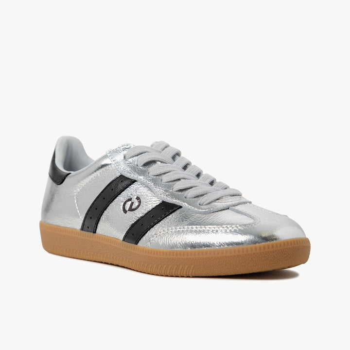 Goodsole Parallel Silver Metallic / Black Leather | Merchants Homewares