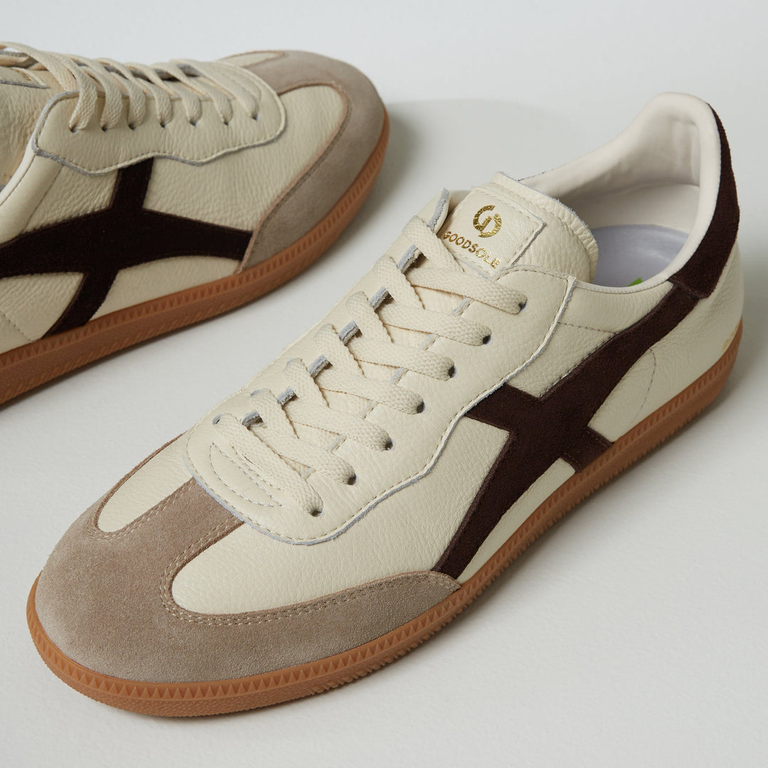 Goodsole Crossroads Ivory Soft Leather / Coffee Suede | Merchants Homewares