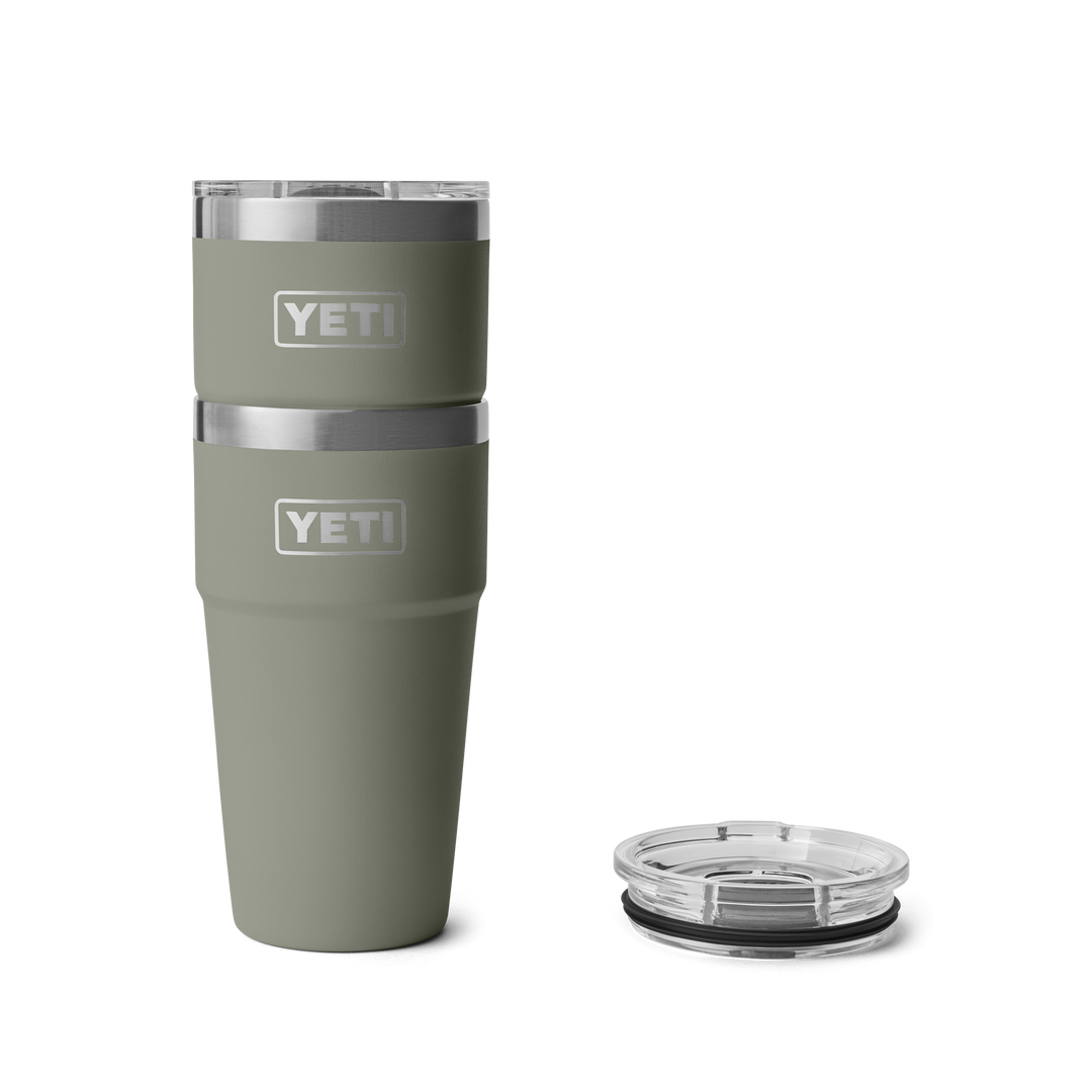 Yeti Rambler 20oz Stackable Cups in Pampa Green, stacked | Merchants Homewares