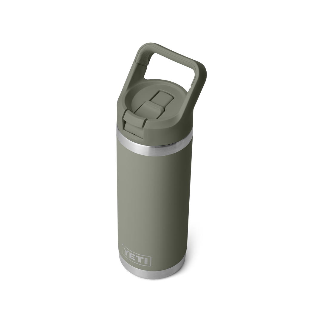 Yeti Rambler 18oz Straw Bottle in Pampa Green, three-quarter view | Merchants Homewares