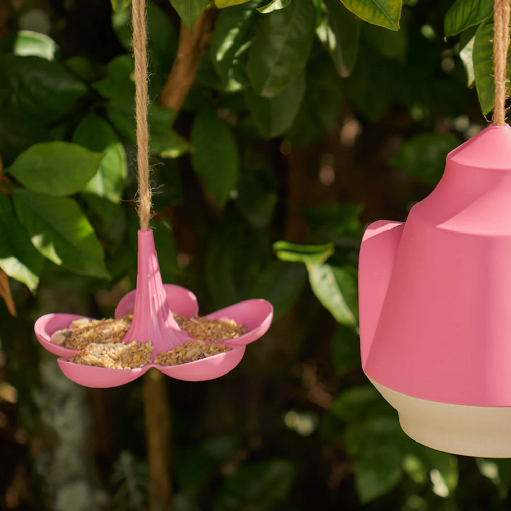 Annabel Trends Bamboo Bird Feeder Pink Lifestyle | Merchants Homewares