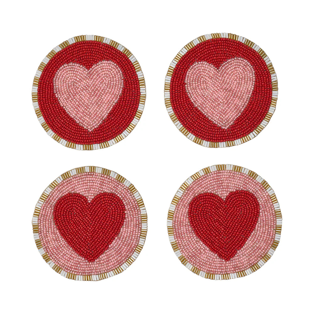 Annabel Trends Beaded Coasters Set of 4 Heart | Merchant Homewares