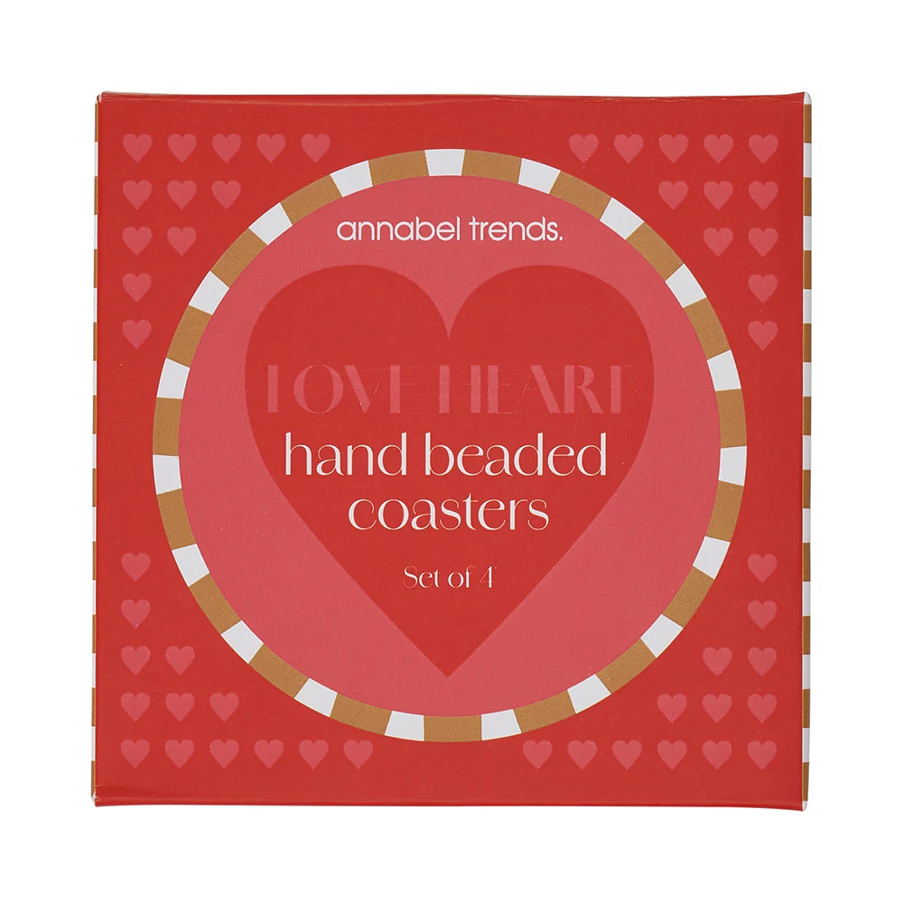 Annabel Trends Beaded Coasters Set of 4 Heart | Merchant Homewares