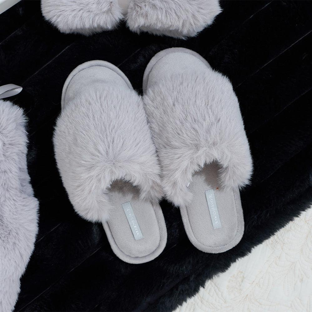 Annabel Trends Cosy Luxe Grey Slippers Lifestyle | Merchants Homewares