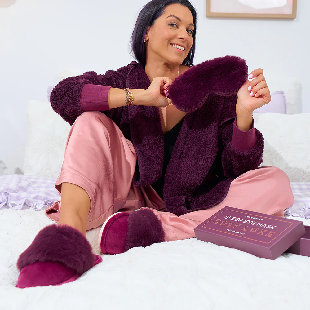 Annabel Trends Cosy Luxe Mulberry Slippers Lifestyle | Merchants Homewares