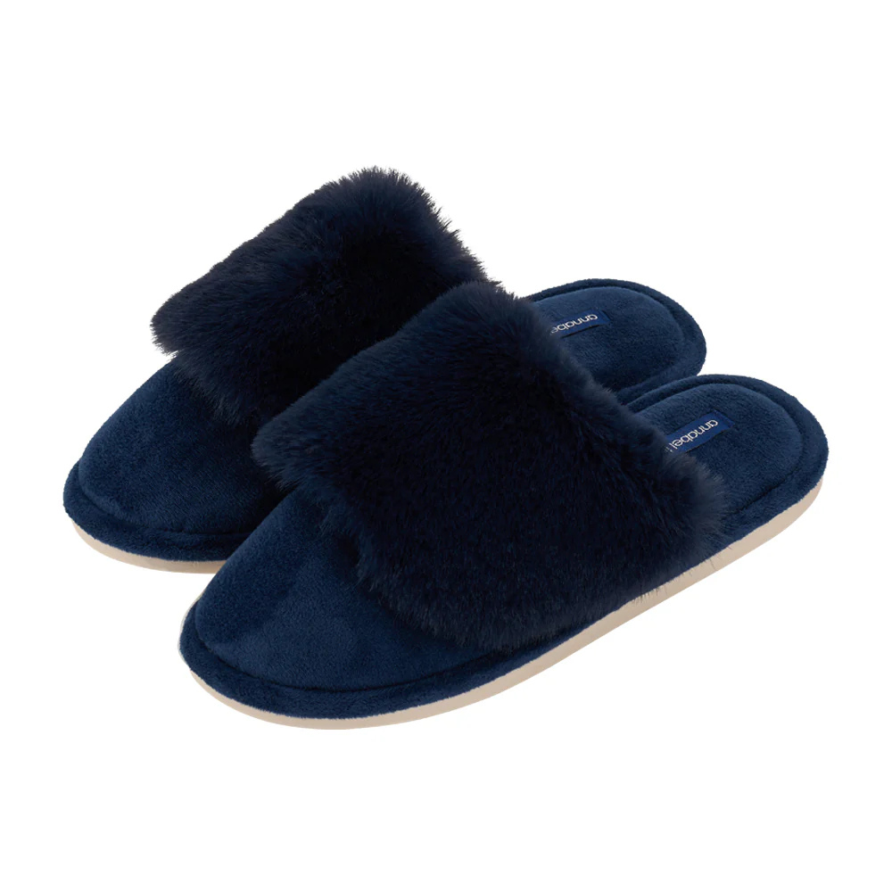 Annabel Trends Cosy Luxe Navy Slippers | Merchants Homewares