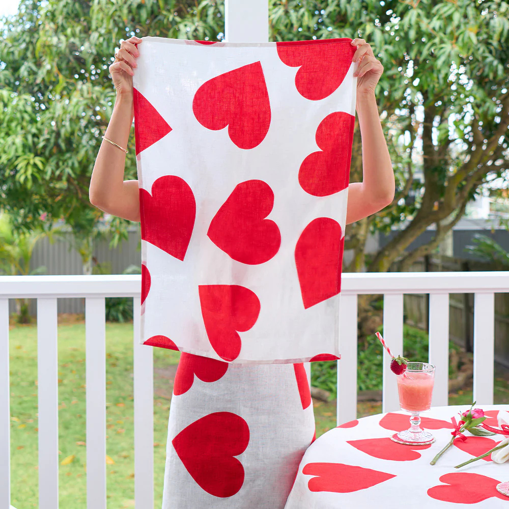 Annabel Trends Linen Tea Towel Love Heart Lifestyle | Merchants Homewares