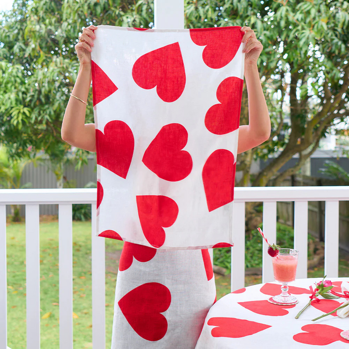 Annabel Trends Linen Tea Towel Love Heart Lifestyle | Merchants Homewares
