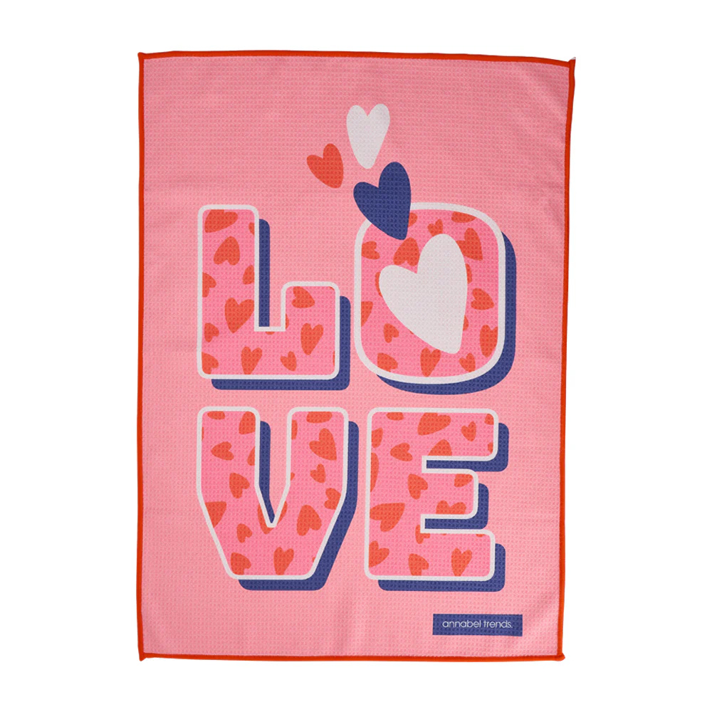 Annabel Trends Microfibre Waffle Tea Towel Love | Merchants Homewares