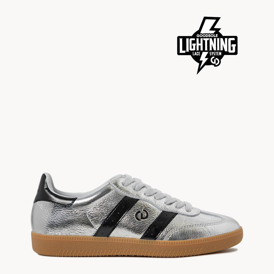Goodsole Parallel Silver Metallic / Black Leather | Merchants Homewares